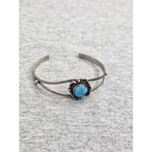 Vintage Southwestern 925 Silver Turquoise Tier Cuff Bracelet Handmade 6.25in